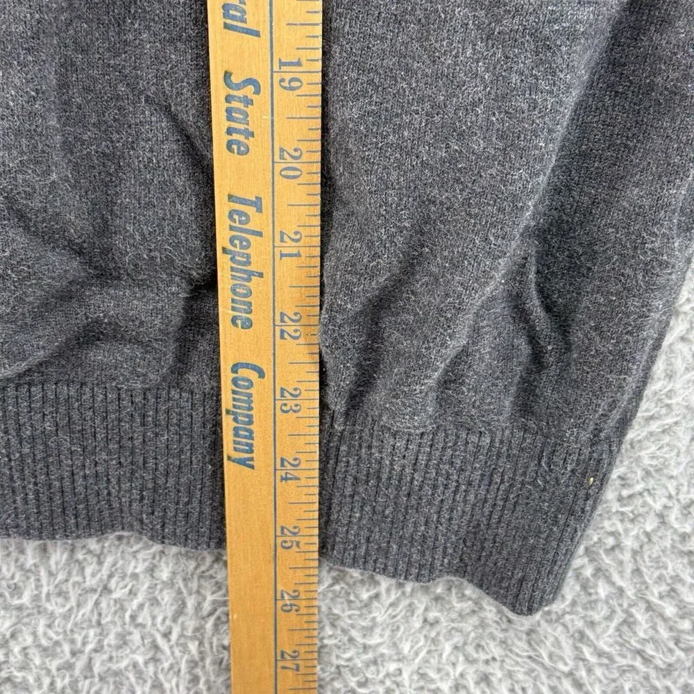 Lands End Sweater Mens L Gray‎ 100% Cotton Pullover V-Neck Casual Long Sleeve